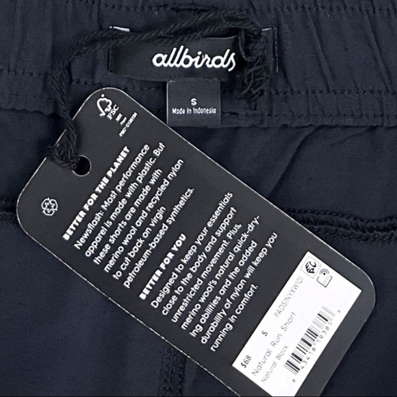 NWT Allbirds Women's Natural Run Short in Black Wool Blend - Picture 6 of 9